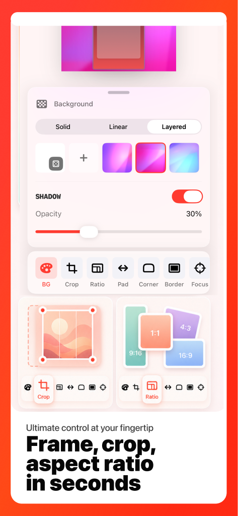 Frame, crop, aspect ratio in seconds App Store preview