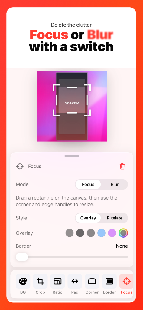 Focus or blur with a switch App Store preview